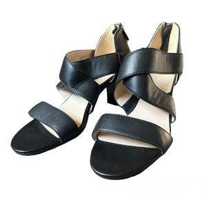 ADRIENNE VITTADINI Women's Rowsey Heeled Sandal Leather Upper Open Toe Size 6.5